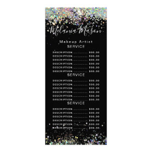 Elegant Sparkly Holographic Glitter Makeup Artist  Rack Card