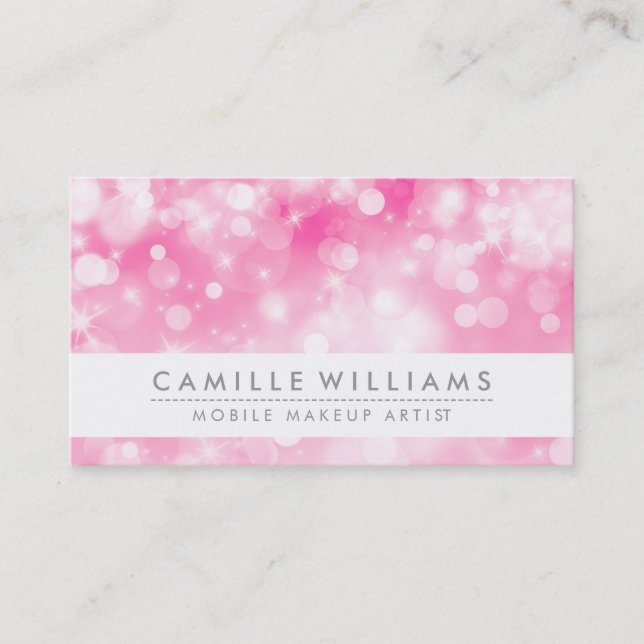ELEGANT SPARKLY LIGHT whimsical cute pink bokeh Business Card (Front)