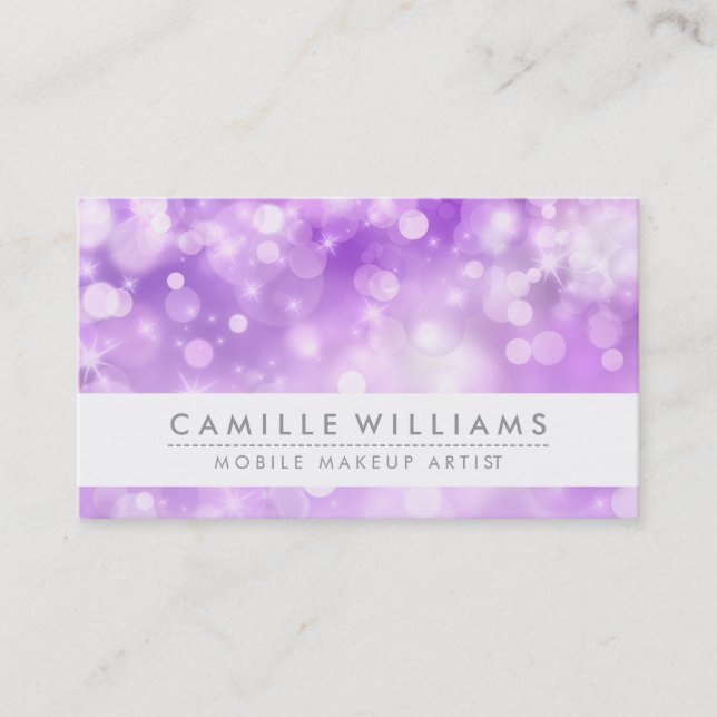 ELEGANT SPARKLY LIGHT whimsical purple bokeh Business Card (Front)