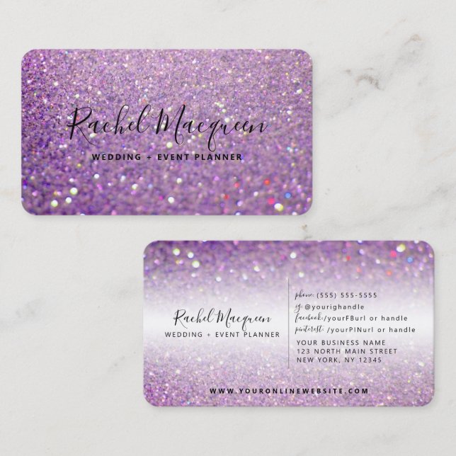 Elegant Sparkly Lilac Purple Glitter Business Card (Front/Back)