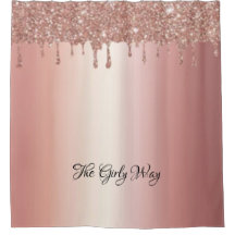 Elegant Sparkly Pink Dripping Shower Curtains