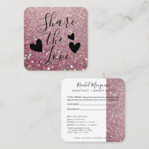 Elegant Sparkly Rose Pink Glitter Referral Card