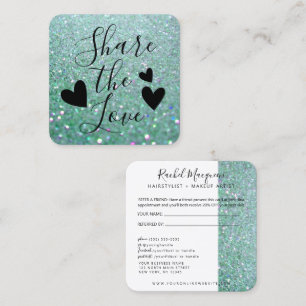 Elegant Sparkly Teal Green Glitter Referral Card