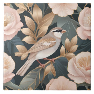 Elegant Sparrow Dusty Pink and Gold Floral Tile
