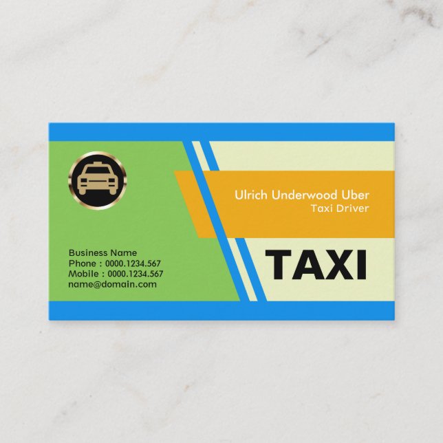 Elegant Special Blue Slanting Stripes Taxi Service Business Card (Front)