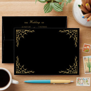 Elegant spider web Gothic Halloween Wedding Envelope