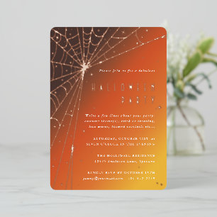 Elegant Spider Web Halloween Party Foil Invitation