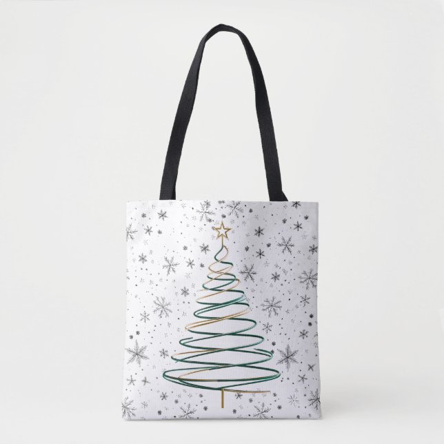 Elegant Spiral Christmas Tree Tote Bag (Front)