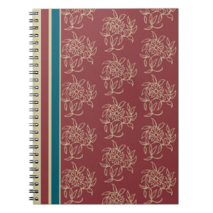 Elegant Spiral Notebook, Maroon, Blue Floral Notebook