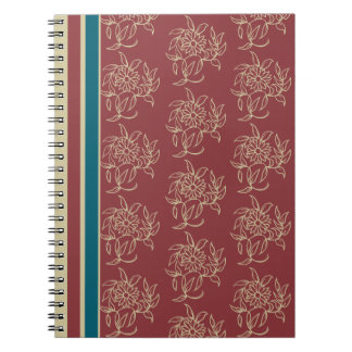 Elegant Spiral Notebook, Maroon, Blue Floral Notebook