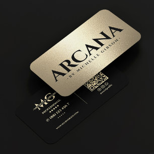 Elegant Spiritual Adv Tarot Reader Black Faux Gold Business Card