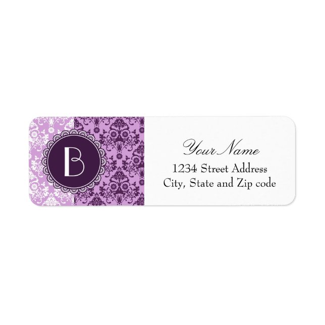 Elegant Split Damask Pattern with Monogram (Front)