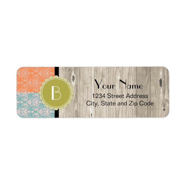 Elegant Split Damask Pattern with Monogram (Front)