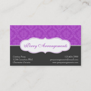 Elegant Split Damask - Purple Business Card