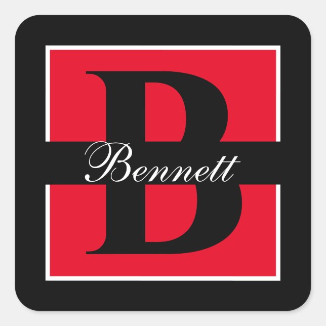 Elegant Split Initial Square Sticker (Front)