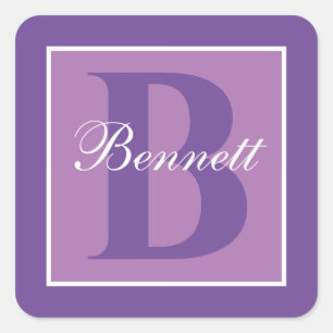 Elegant Split Initial Square Sticker