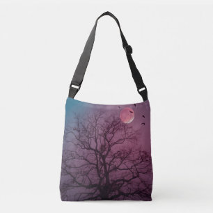 Elegant Spooky Halloween Theme Tree Moon Artwork Crossbody Bag