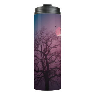 Elegant Spooky Halloween Theme Tree Moon Artwork Thermal Tumbler