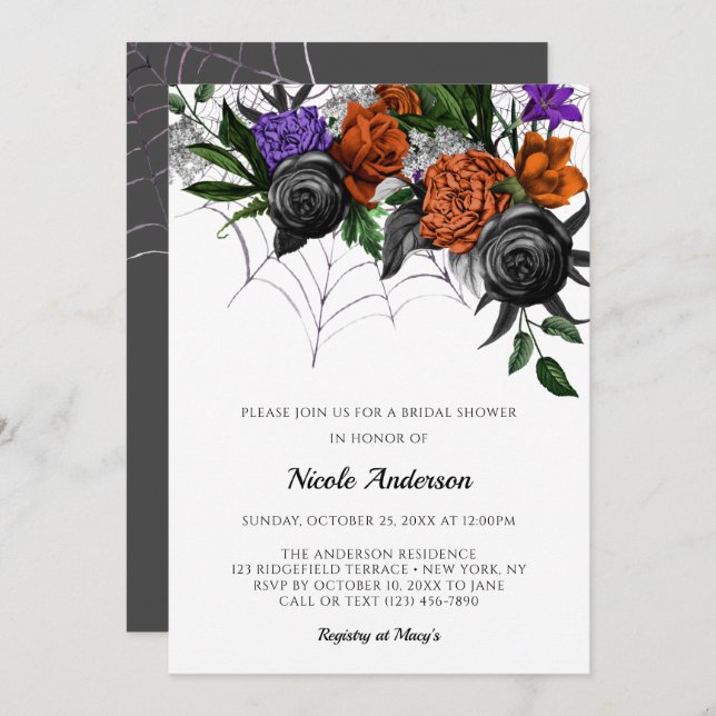 Elegant Spooky Multi Webs Bridal Shower Invitation (Front/Back)