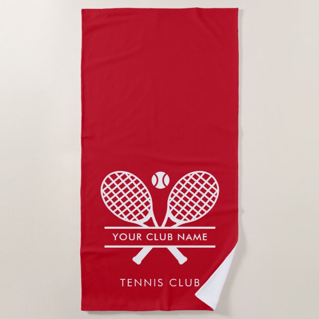 Elegant Sports Club Name Tennis Red Team Beach Towel (Front)