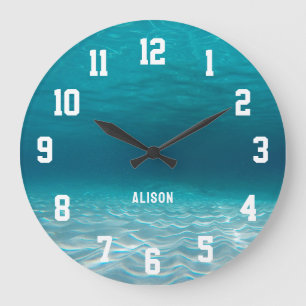 Elegant Sports Numbers Underwater Photo Personised Large Clock