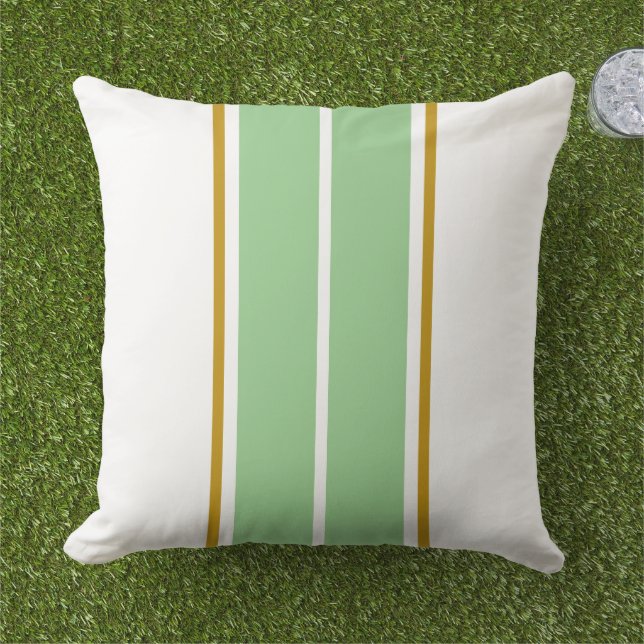 Elegant Sporty LIght Green White Racing Stripes Cushion (Grass)