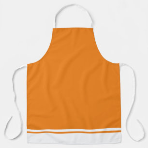 Elegant Sporty Orange White Hem Racing Stripes Apron