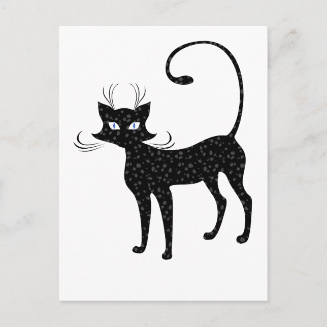 Elegant Spotted Black Cat Postcard (Front)
