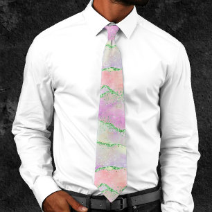 Elegant Spring Agate Playful Faux Green Glitter Tie
