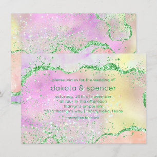 Elegant Spring Agate Pretty Watercolor Wedding Invitation