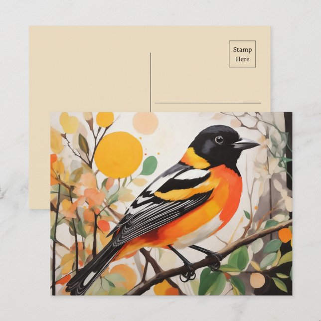 Elegant Spring Bird Baltimore Oriole Postcard (Front/Back)
