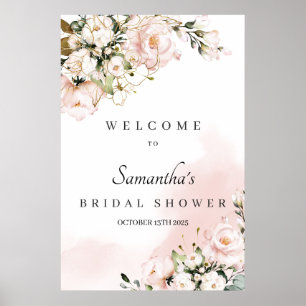 Elegant spring blush pink bridal shower welcome poster