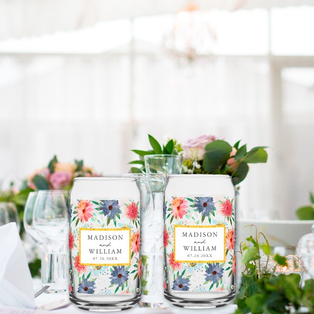 Elegant Spring Boho Chic Greenery Wildflower Can Glass (Creator Uploaded)