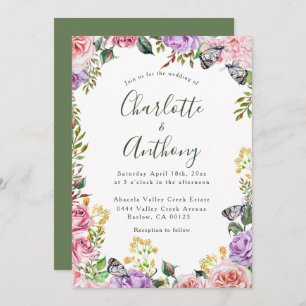 Elegant Spring Butterfly Floral Wedding Invitation
