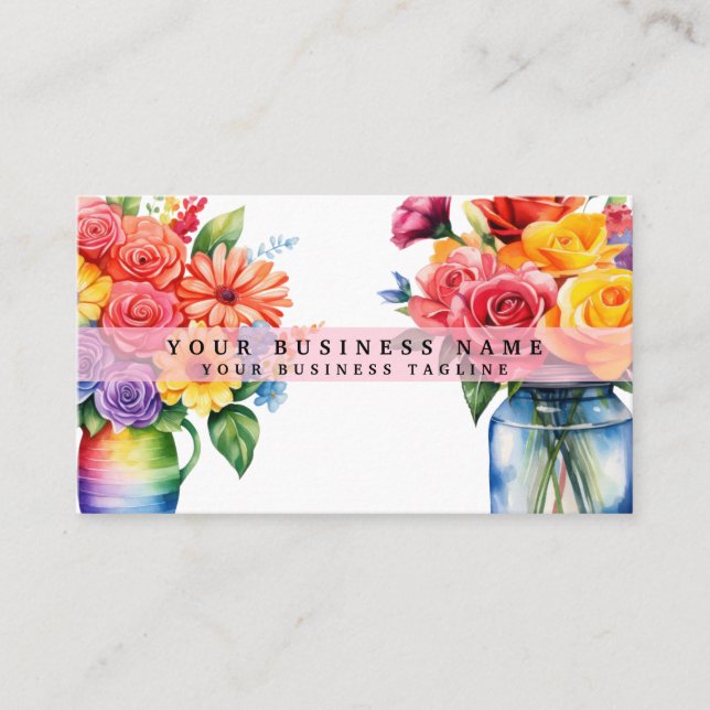 Elegant Spring Colourful Flowers Business Cards (Front)
