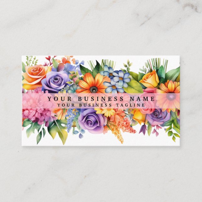 Elegant Spring Colourful Flowers Business Cards (Front)