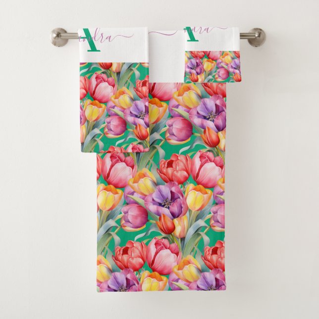 Elegant Spring Colours Tulips Towel Set (Insitu)