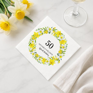 Elegant Spring Daffodils Floral 50th Birthday` Napkin