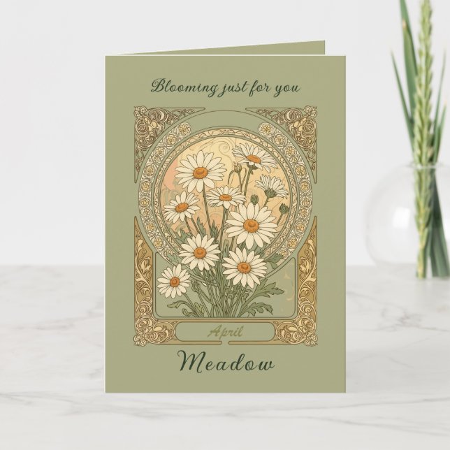 Elegant Spring Daisy Birth Month Flower Card (Front)
