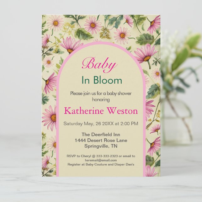 Elegant Spring Floral Baby Shower Invitation (Standing Front)