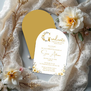 Elegant Spring Floral Beige Tones Graduation Party Invitation
