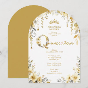 Elegant Spring Floral Beige Tones Quinceañera Invitation