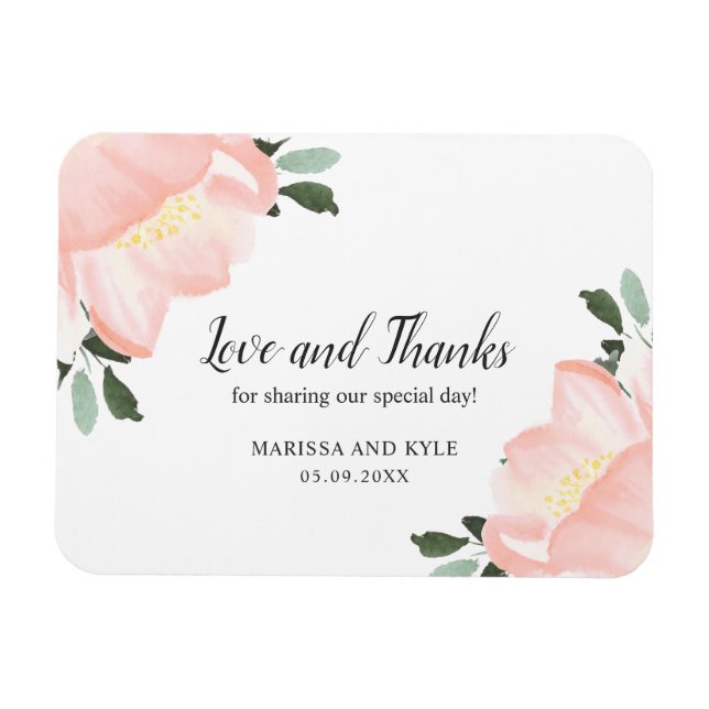 Elegant Spring Floral Blush Pink Wedding Favor Magnet (Horizontal)