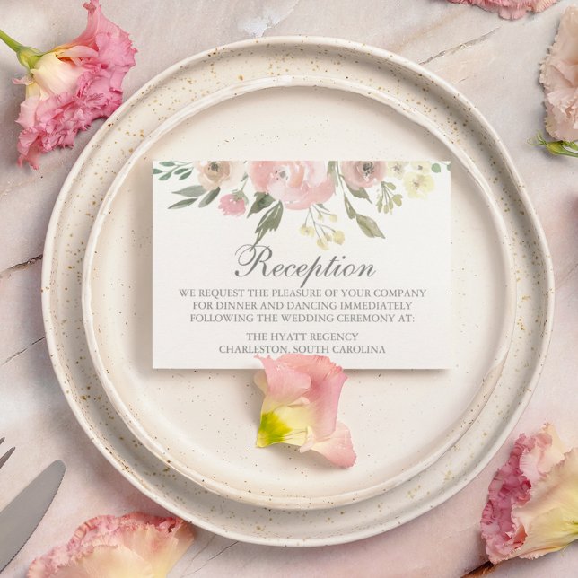 Elegant Spring Floral Blush Wedding Reception Enclosure Card (Creator Uploaded)