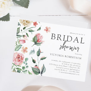 Elegant Spring Floral   Botanical Bridal Shower Invitation