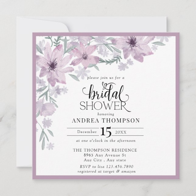 Elegant Spring Floral Bridal Shower Invitation (Front)