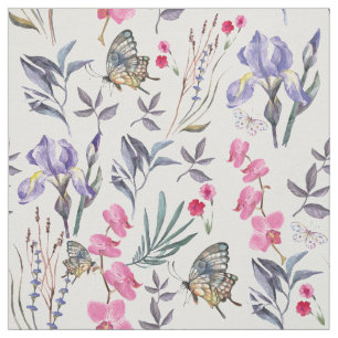 Elegant Spring Floral Butterfly Fabric