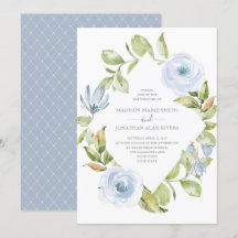Elegant Spring Floral Diamond Dusty Blue Wedding