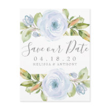 Elegant Spring Floral Dusty Blue Save the Date