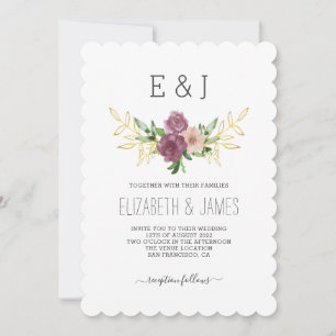 Elegant Spring Floral Monogram Wedding Invitation